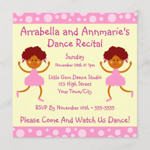 Pink Bubbles Dance Recital Invitation