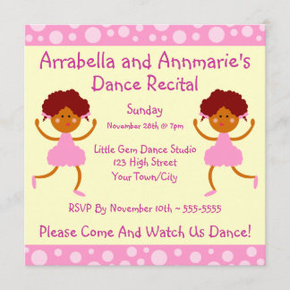Pink Bubbles Dance Recital Invitation