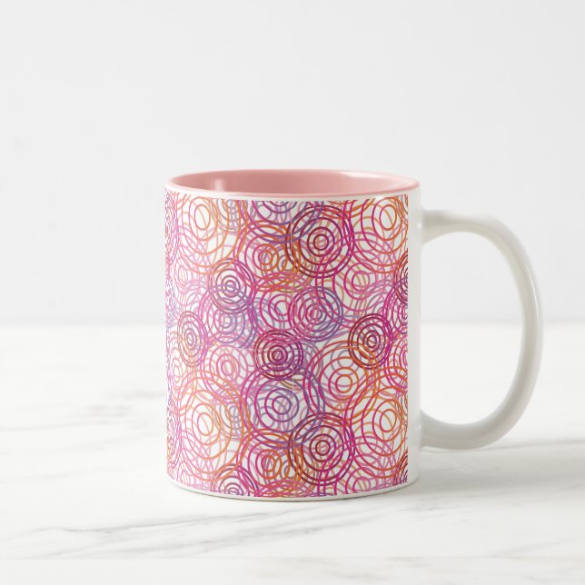 Pink bubbles pattern retro mug (Right)