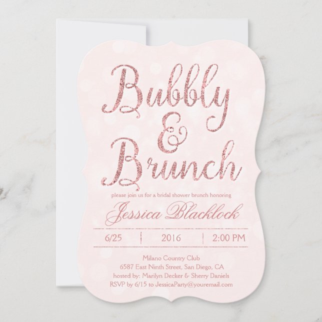 Pink Bubbly and Brunch Bridal Shower Invitations (Front)