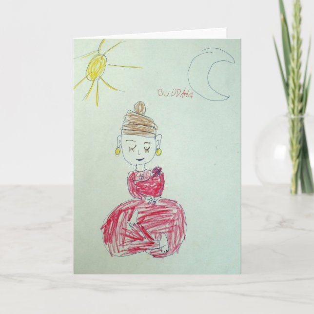 Pink Buddha Greeting Card (Front)