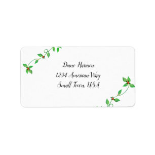 Pink Buds on Green Ivy Wedding Label