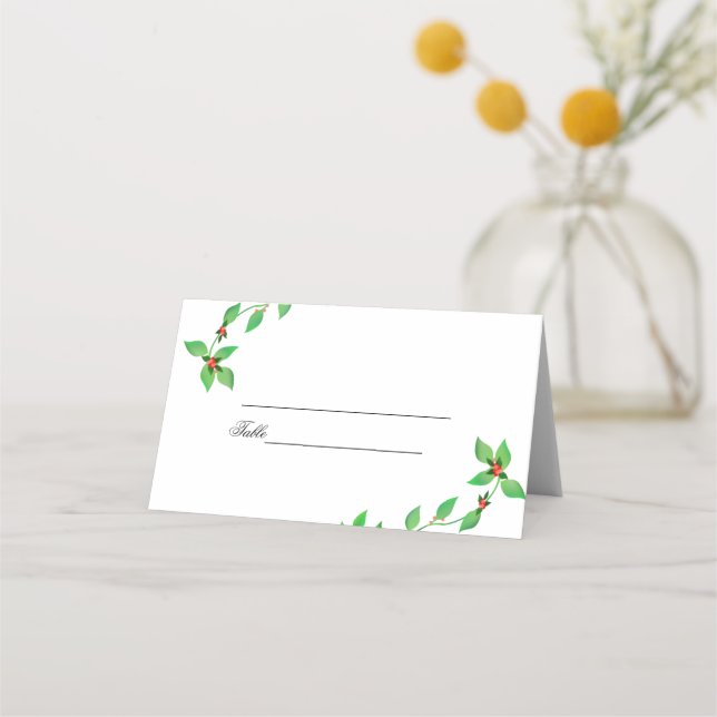 Pink Buds on Green Ivy Wedding Place Card (Front)