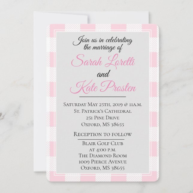 Pink Buffalo Check Invitation (Front)