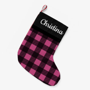 Pink Buffalo Check Sweater Pattern Country Name Small Christmas Stocking