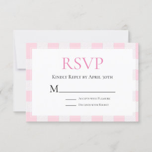 Pink Buffalo Check Wedding RSVP