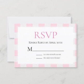 Pink Buffalo Check Wedding RSVP
