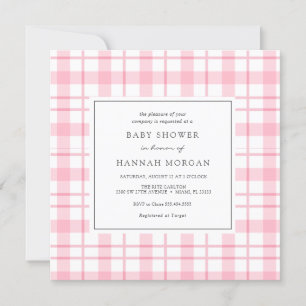 Pink Buffalo Plaid Baby Shower Invitation