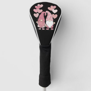 Pink Buffalo Plaid Heart Gnomes Valentine's Day Golf Head Cover