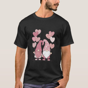 Pink Buffalo Plaid Heart Gnomes Valentine's Day  T-Shirt