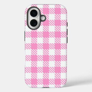 Pink Buffalo Plaid Pattern iPhone 16 Case