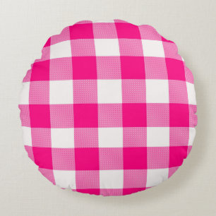 Pink Buffalo Plaid Round Cushion