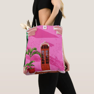 Pink Building Architecture Tote Bag