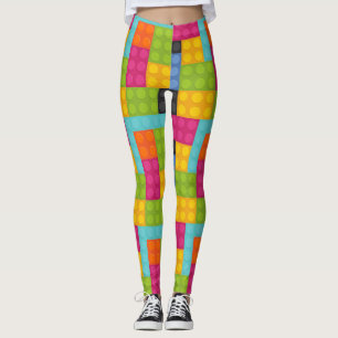 pink building blocks leggings