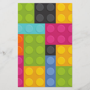 pink building blocks stationery