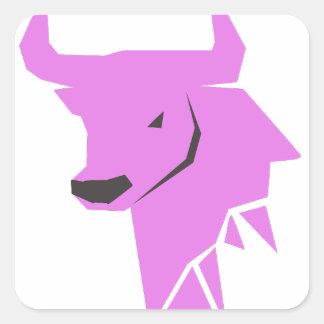 Pink Bull Silhouette Square Sticker