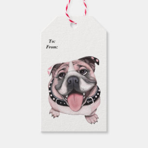 Pink Bulldog Gift Tags