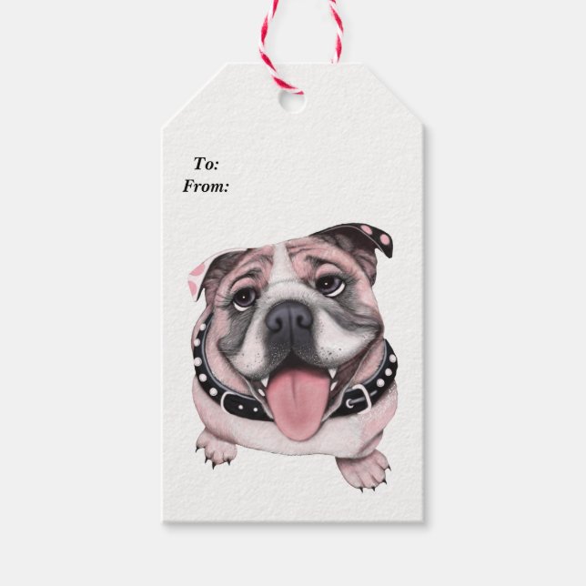 Pink Bulldog Gift Tags (Front)