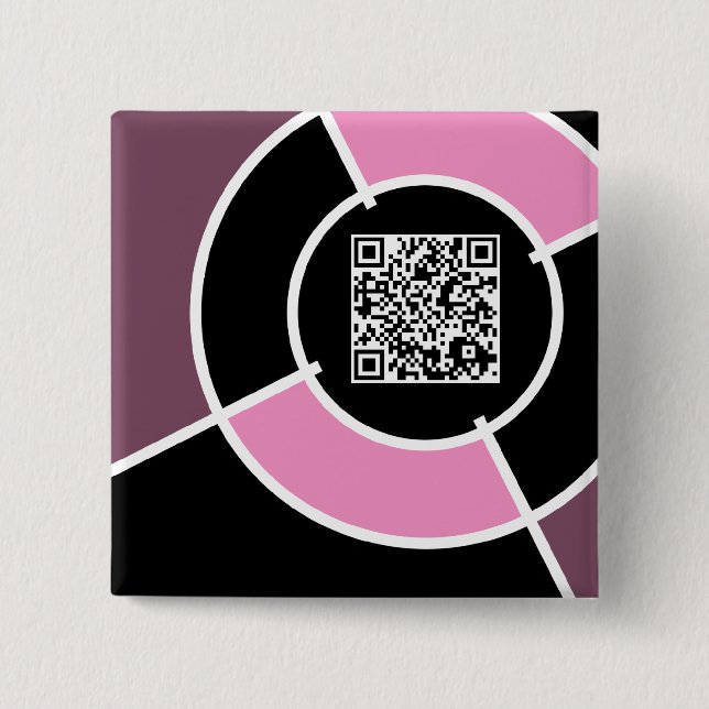 pink bullseye QR code 15 Cm Square Badge (Front)