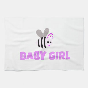 Pink Bumble Bee Baby Girl Tea Towel
