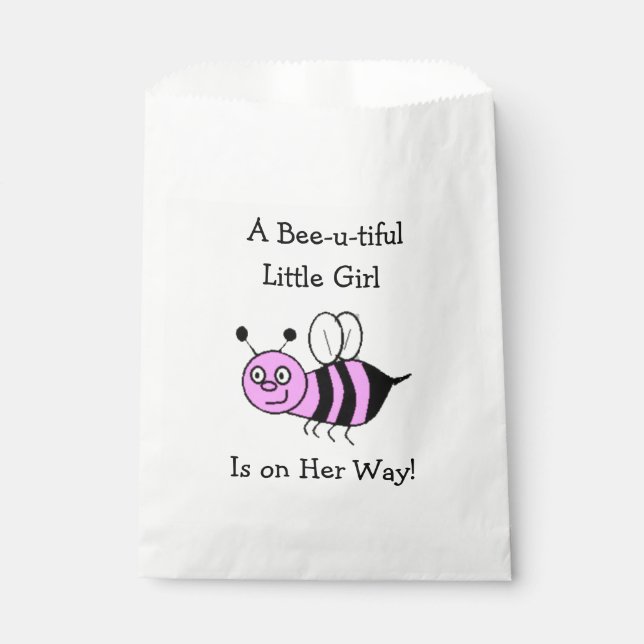 Pink Bumble Bee Baby Shower Favour Bags (Front)