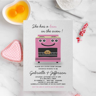 Pink Bun In The Oven Baby Shower Invitation