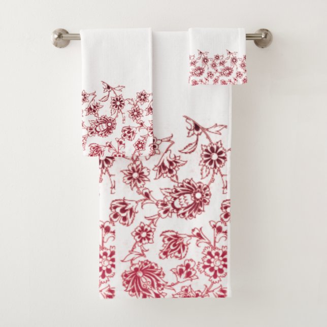 Pink Bunches of Flowers Bath Towel Set (Insitu)