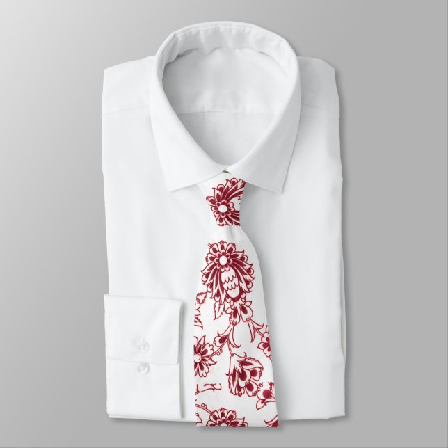 Pink Bunches of Flowers Tie (Tied)