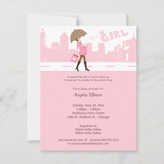 Pink Bundle Of Joy Baby Shower Invitation (Front)