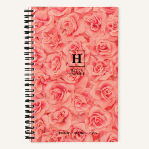 Pink Bundled Roses Classic Monogram Notebook