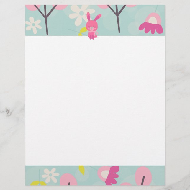 Pink Bunnies and Flowers (Front)