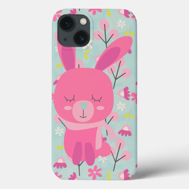 Pink Bunnies and Flowers Case-Mate iPhone Case (Back)