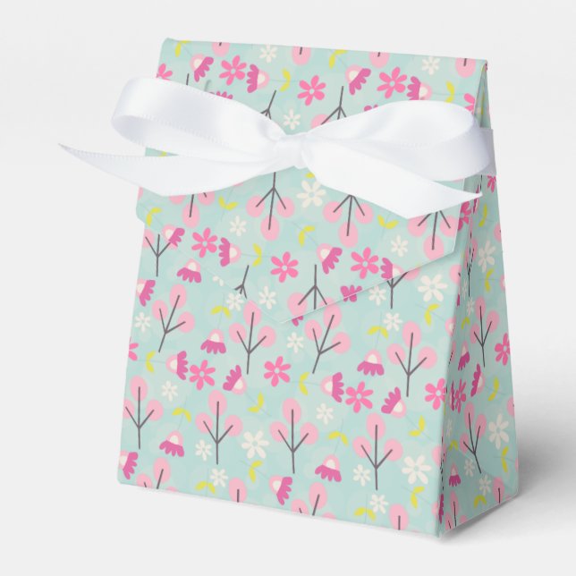 Pink Bunnies and Flowers Favour Box (Front Side)