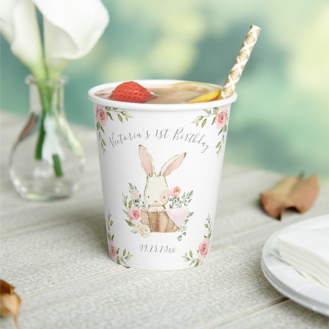 Pink Bunny 1st 1 One Birthday Party  Paper Cups (Insitu)