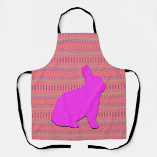 Pink Bunny Abstract Stripped Pink Easter Scarf Apron