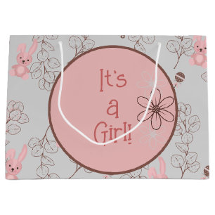 Pink bunny baby girl shower gift bag