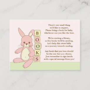 Pink Bunny Baby Shower Book Insert Request Card