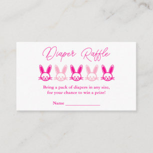Pink Bunny Baby Shower Diaper Raffle Enclosure Card