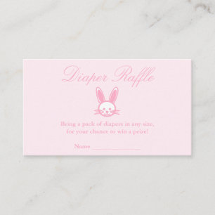 Pink Bunny Baby Shower Diaper Raffle Enclosure Card