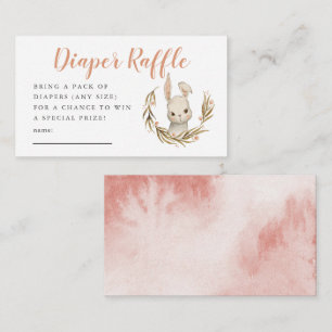 Pink Bunny Baby Shower Diaper Raffle Ticket Enclosure Card