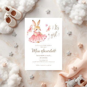 Pink Bunny Baby Shower Girl invitation