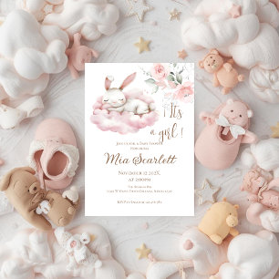 Pink Bunny Baby Shower Girl invitation
