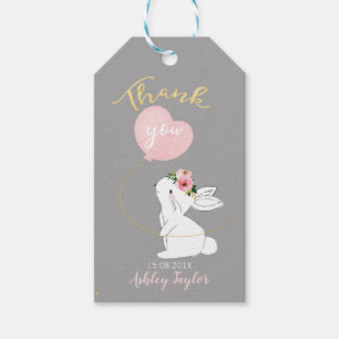 Pink Bunny Baby Shower Tag