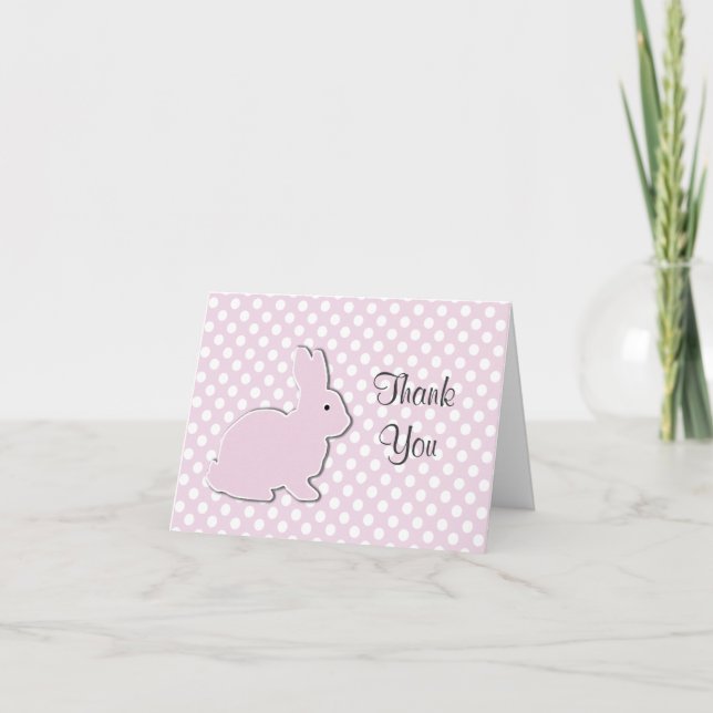 Pink Bunny Baby Thank You Note Card (Front)