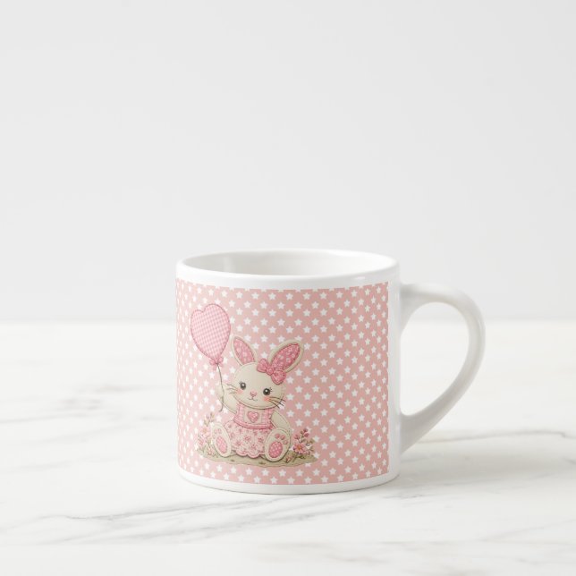 Pink Bunny Balloon Espresso Cup (Right)