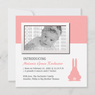 Pink Bunny Birth Announcement