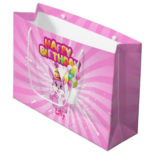 Pink Bunny Birthday Cartoon Large Gift Bag