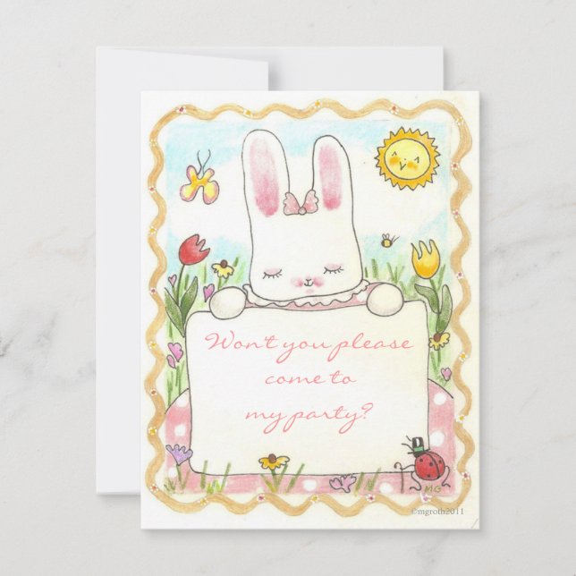 pink bunny birthday invite (Front)