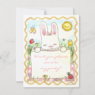 pink bunny birthday invite