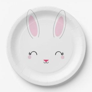pink BUNNY BIRTHDAY paper party plate